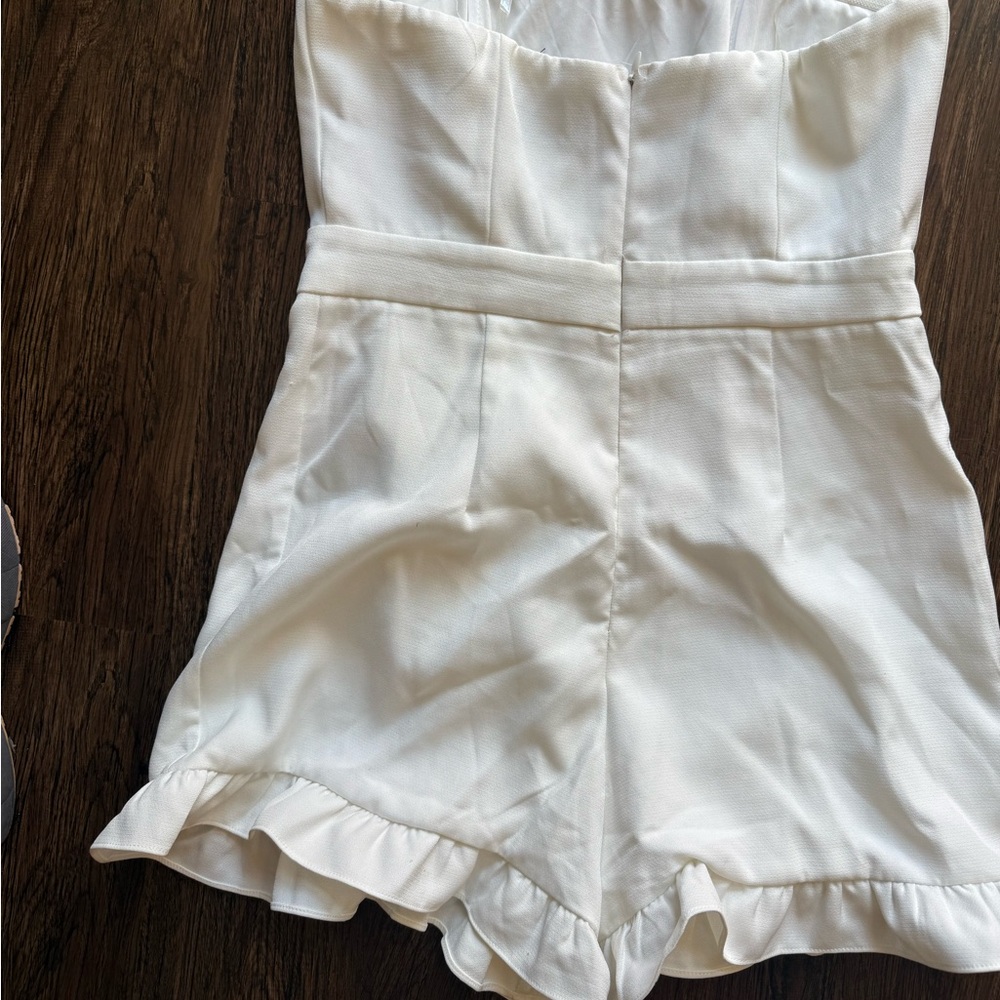 White Strapless Ruffle Romper - Picture 3 of 3